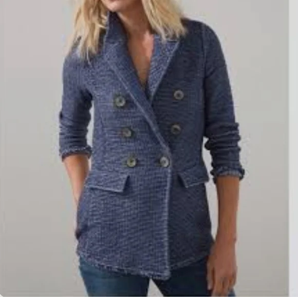 Chico's Blue Knit Double Breasted Coatigan - Picture 5 of 7